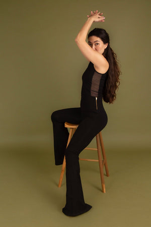 Faiza Flare Trousers in Black - Manners London