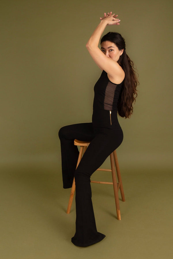 Faiza Flare Trousers in Black - Manners London