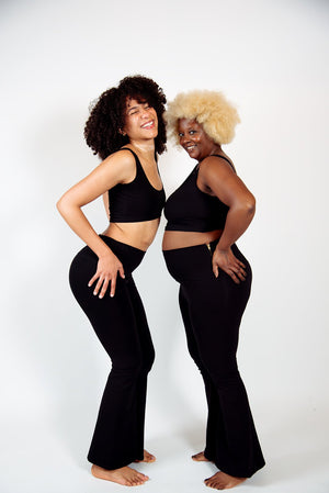 Faiza Flare Trousers Petite in Black - Manners London