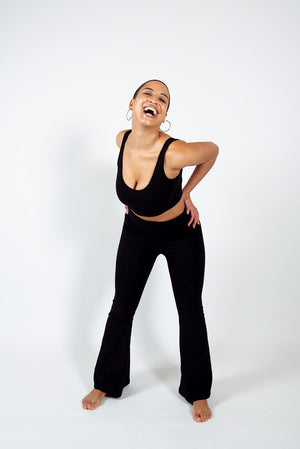 Faiza Flare Trousers Petite in Black - Manners London