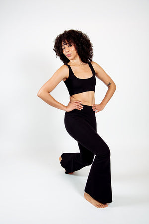 Faiza Flare Trousers Petite in Black - Manners London