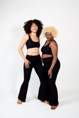 Faiza Flare Trousers Petite in Black - Manners London