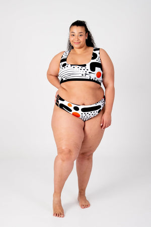 Flip - it Swim 4 - way Reversible Crop Top Regular In Cuppa Print and Black - Manners London