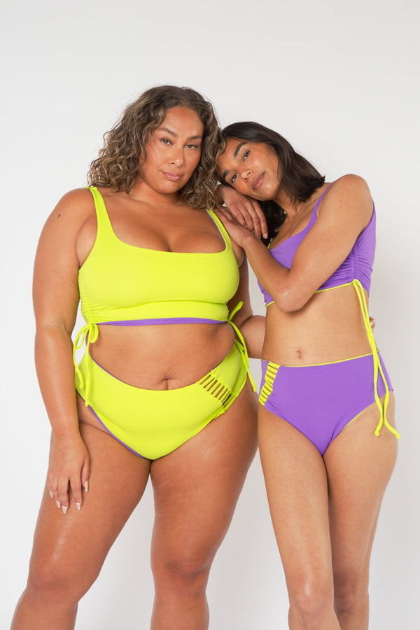 Full Cover Reversible High Waist In Grape And Apple Sours - Manners London