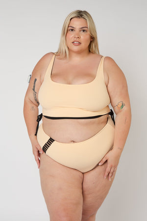 Full Cover Reversible High Waist In Peach Nights - Manners London