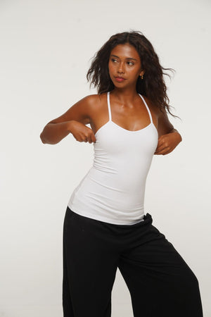 Full Length Vest Top T - Back in White - Manners London