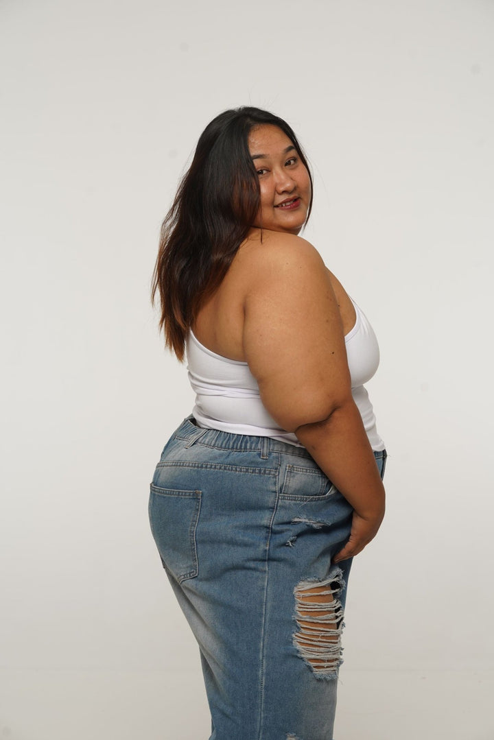 Full Length Vest Top T - Back in White - Manners London