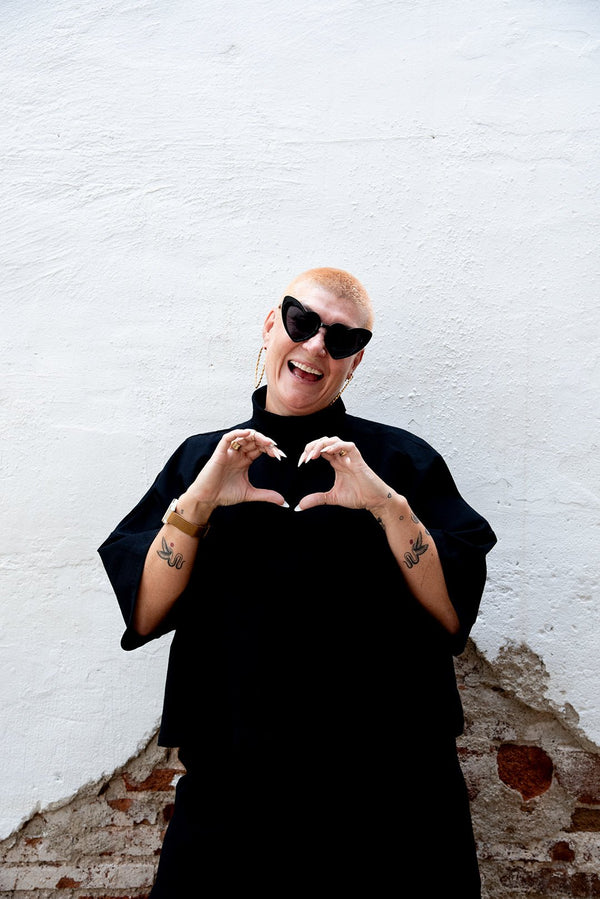 Funnel Neck Oversized Crop Tee in Black - Manners London