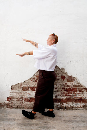 Funnel Neck Oversized Crop Tee in White - Manners London