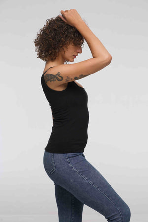 Half and Half New Square Neck Full Length Top in Black/Grey - Manners London