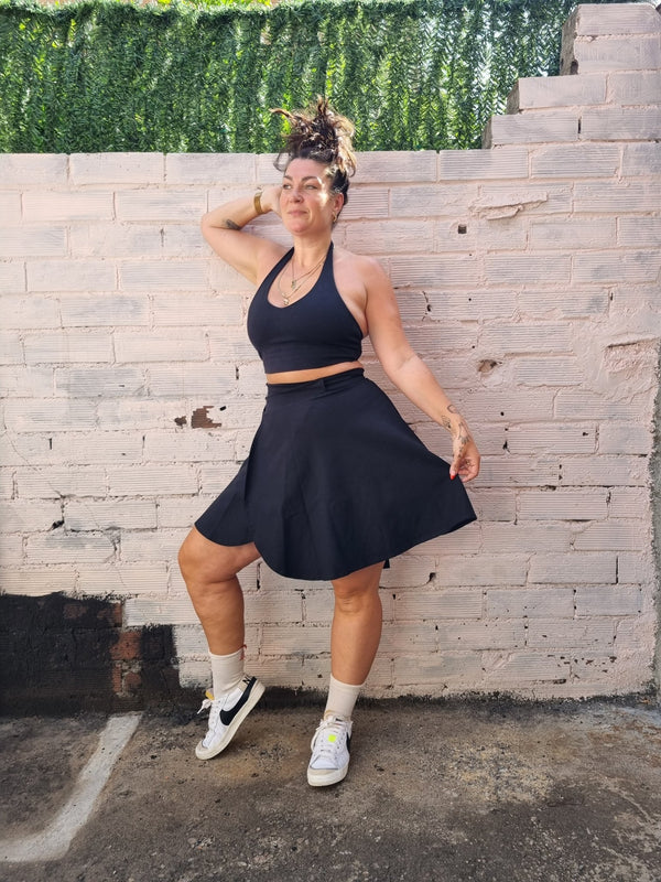 Halter Crop Top in Black - Manners London