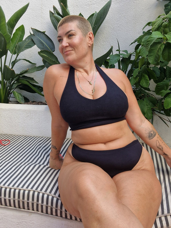 Halter Crop Top in Black - Manners London