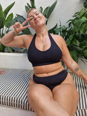 Halter Crop Top in Black - Manners London