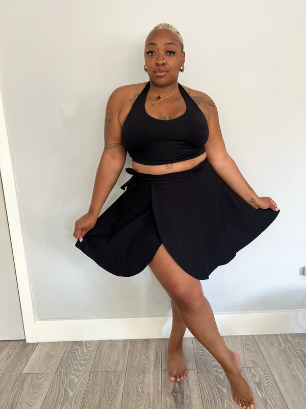 Halter Crop Top in Black - Manners London