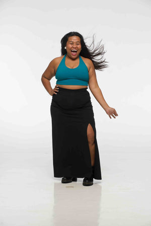 Halter Crop Top in Deep Turquoise - Manners London