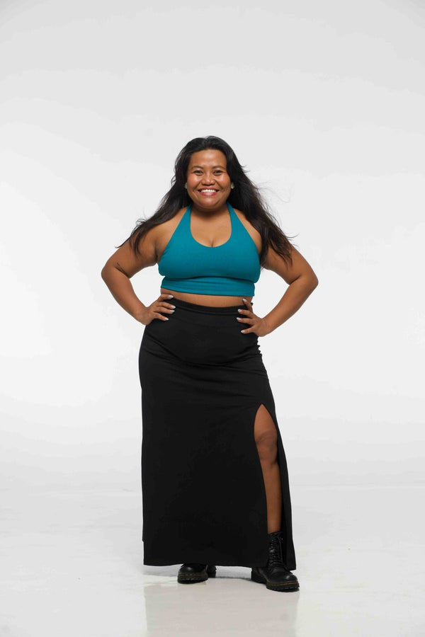 Halter Crop Top in Deep Turquoise - Manners London