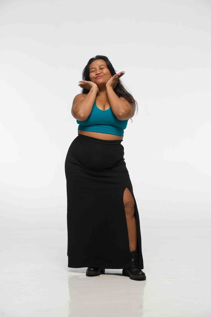 Halter Crop Top in Deep Turquoise - Manners London