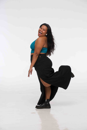 Halter Crop Top in Deep Turquoise - Manners London