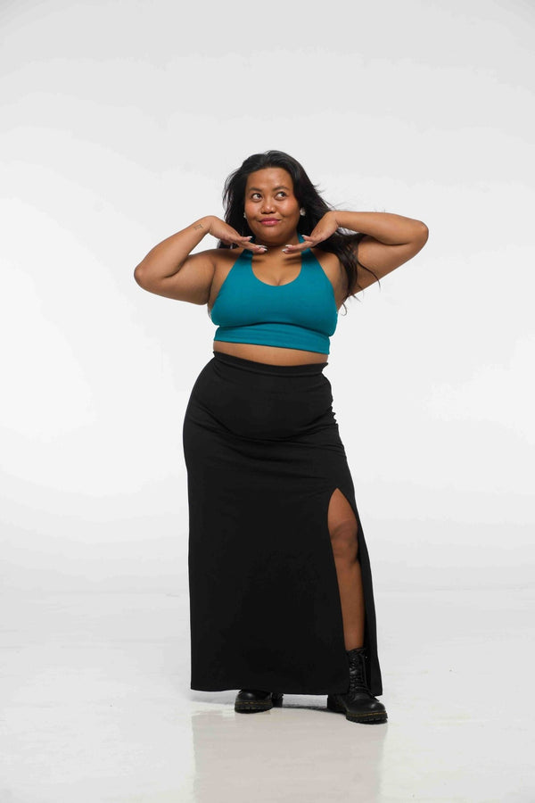 Halter Crop Top in Deep Turquoise - Manners London