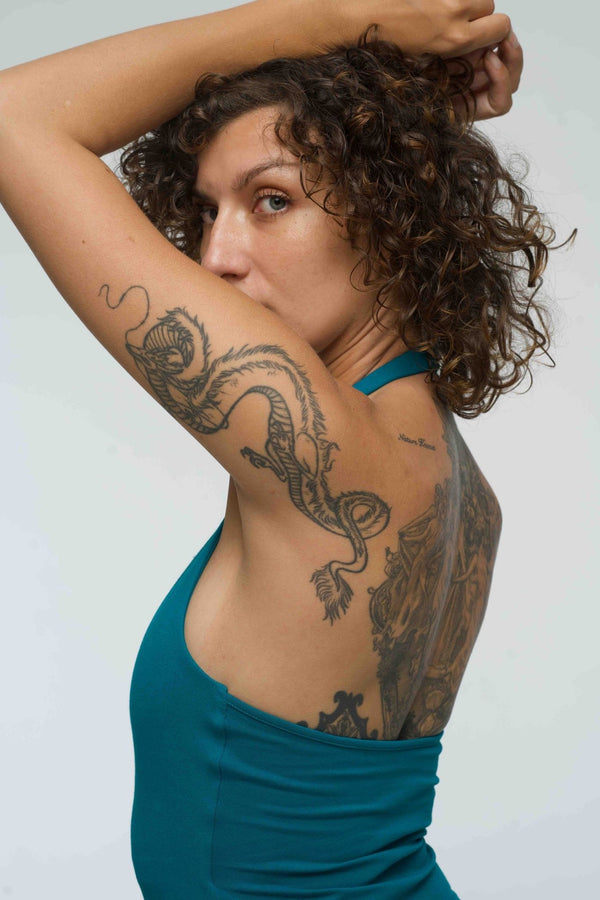 Halter Full Length Top in Deep Turquoise - Manners London