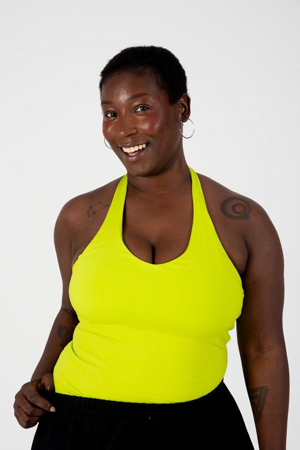Halter Full Length Top in Lime - Manners London