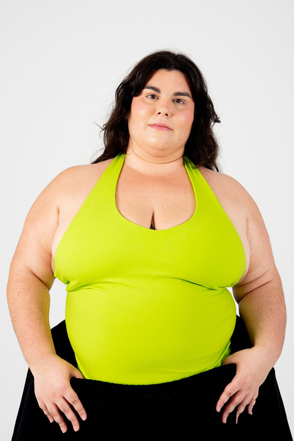 Halter Full Length Top in Lime - Manners London