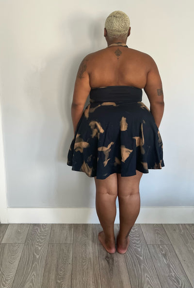 Halter Neck Skater Dress in Acid Wash