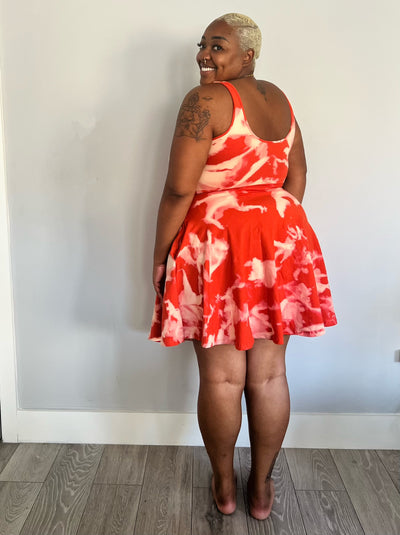 Jola Api Pocket Skater Dress and Skirt in Coral Acid Wash