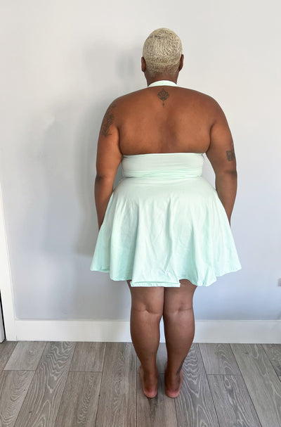 Halter Neck Skater Dress in Minty