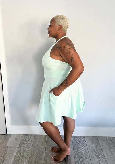 Halter Neck Skater Dress in Minty