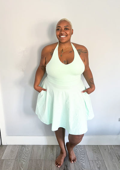 Halter Neck Skater Dress in Minty