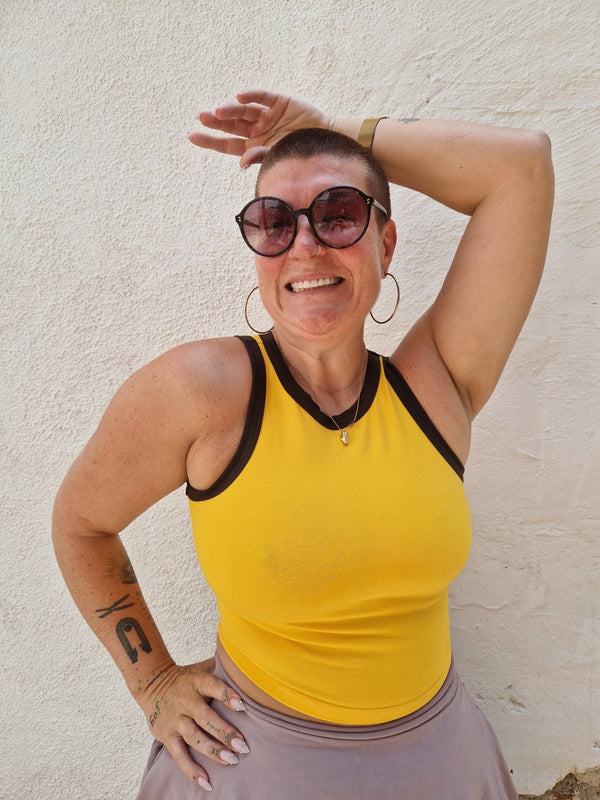 Iva Crop Top in Mango and Cafe - Manners London