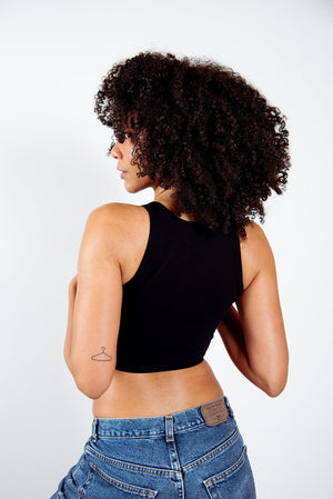 Iza Crop Vest Top in Black - Manners London
