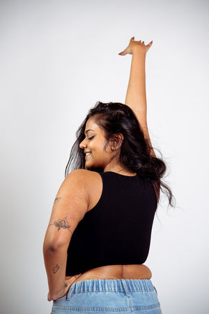 Iza Crop Vest Top in Black - Manners London