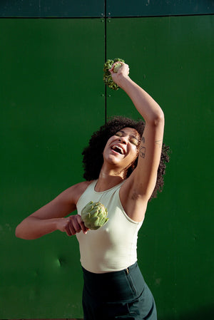 Iza Full Length Vest Top in NEW Sage Green - Manners London