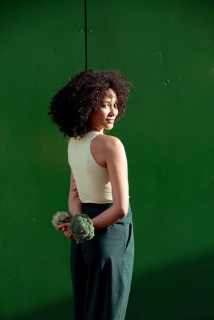 Iza Full Length Vest Top in NEW Sage Green - Manners London