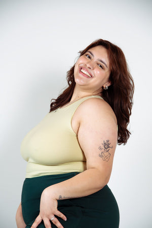 Iza Full Length Vest Top in NEW Sage Green - Manners London