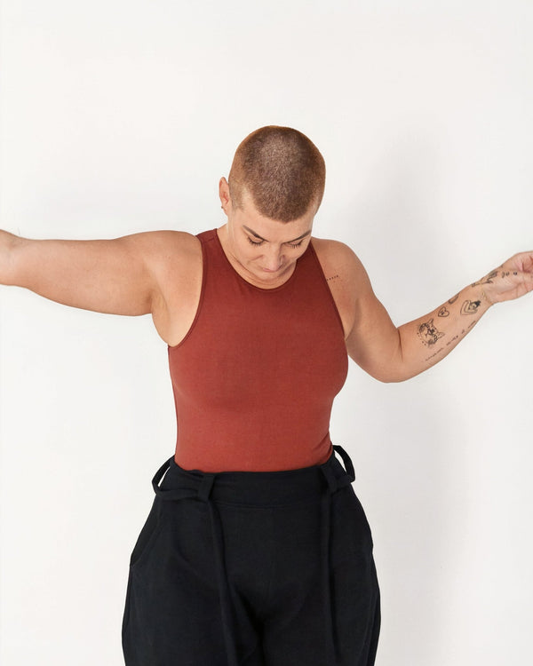 Iza Full Length Vest Top in Paprika - Manners London