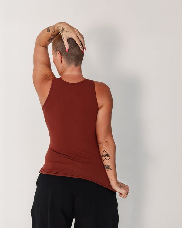 Iza Full Length Vest Top in Paprika - Manners London