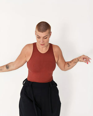 Iza Full Length Vest Top in Paprika - Manners London