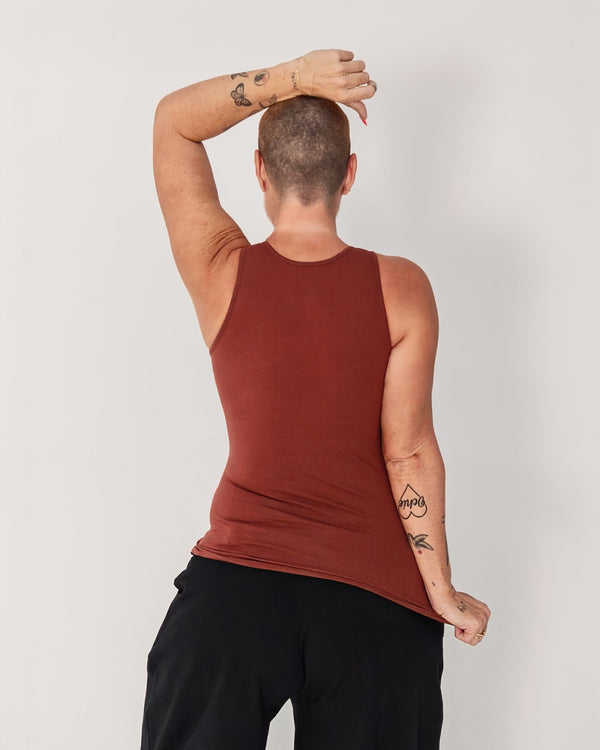 Iza Full Length Vest Top in Paprika - Manners London