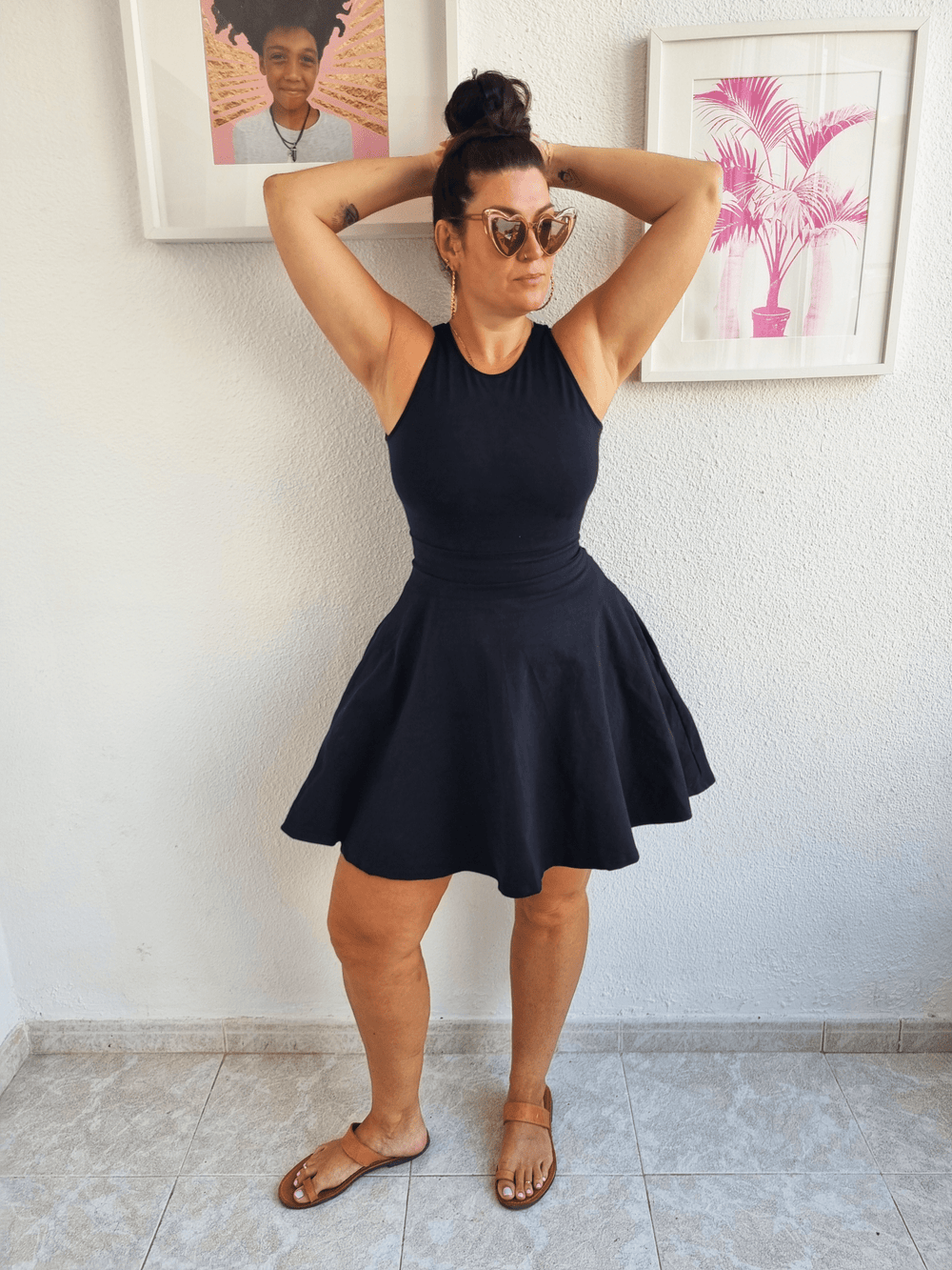 Jola Mini Dress Iza Neck in Black - Manners London