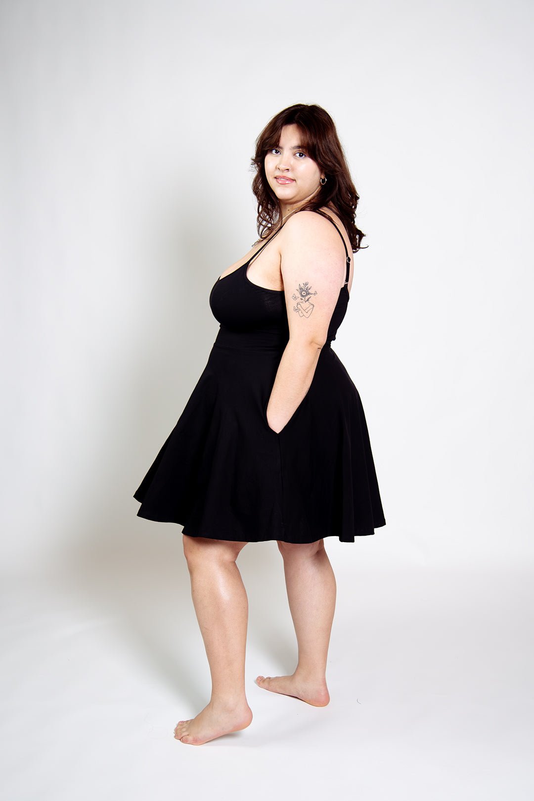 Jola Pocket Skater Mini Dress and Skirt in Black - Manners London