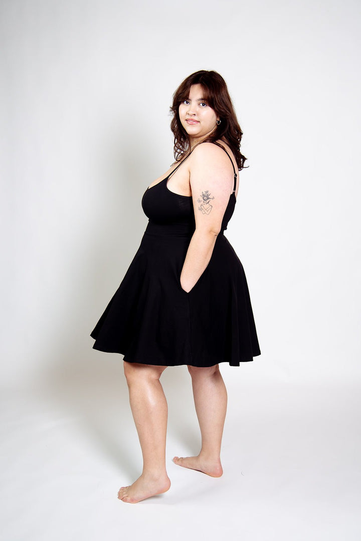 Jola Pocket Skater Mini Dress and Skirt in Black - Manners London