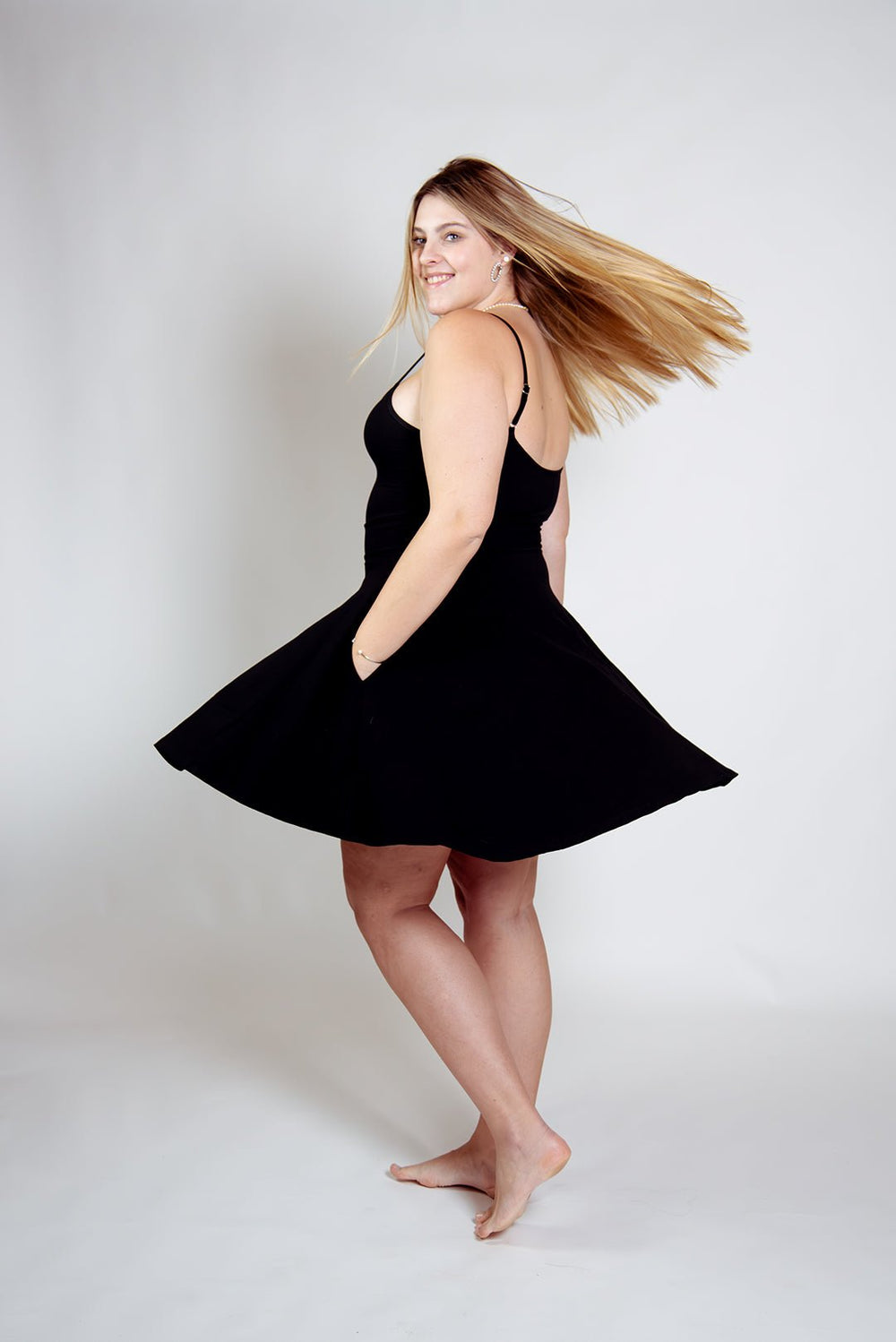 Jola Pocket Skater Mini Dress and Skirt in Black - Manners London