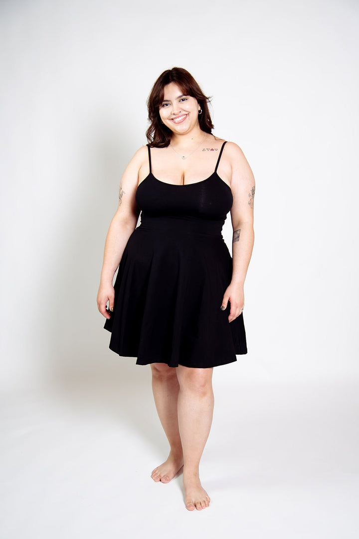 Jola Pocket Skater Mini Dress and Skirt in Black - Manners London