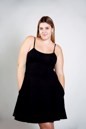 Jola Pocket Skater Mini Dress and Skirt in Black - Manners London