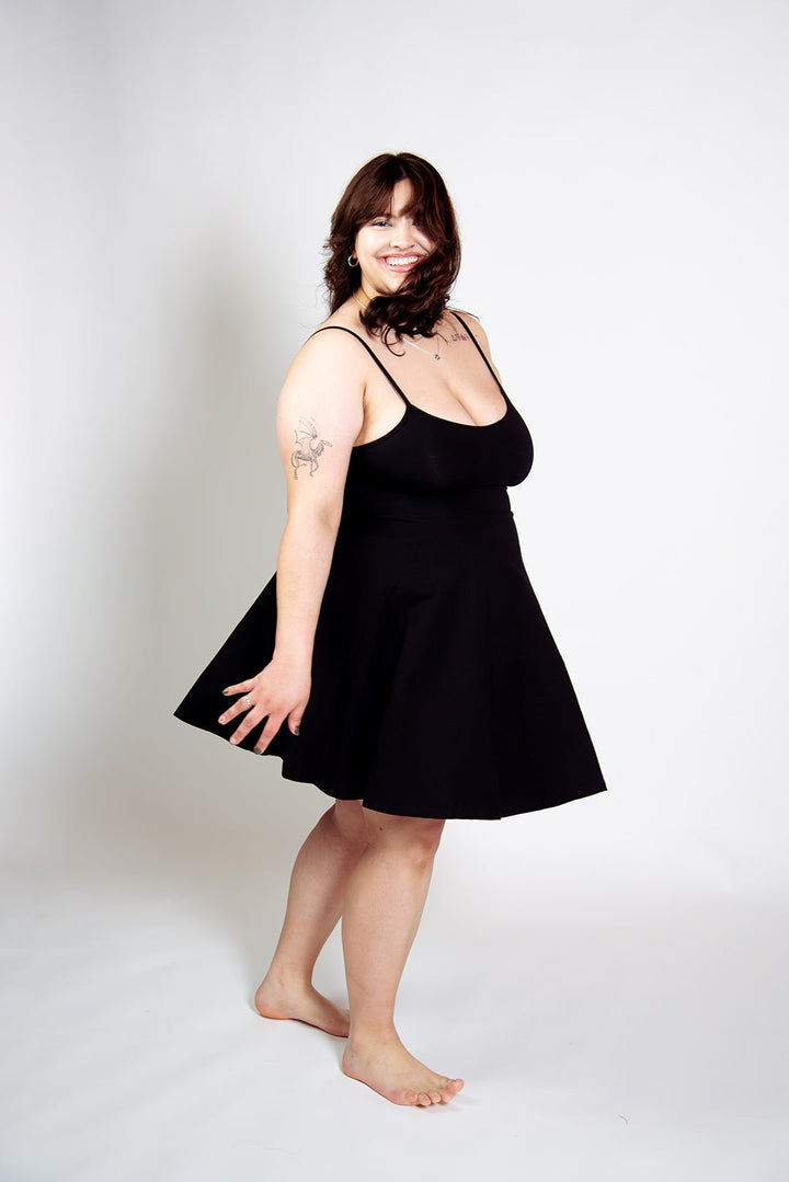 Jola Pocket Skater Mini Dress and Skirt in Black - Manners London