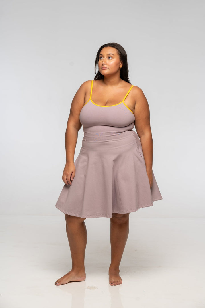 Jola Pocket Skater Mini Dress in Dust / Mango - Manners London