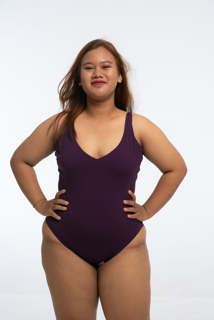 Le Snack Reversible One Piece in Spicy Leopard Print and Deep Plum - Manners London